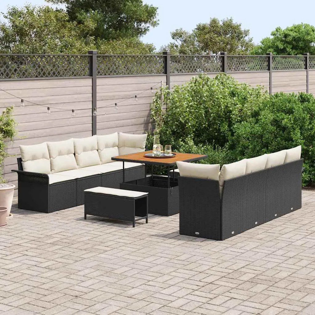 vidaXL Σετ Καναπέ Κήπου 11 pcs Μαύρο, Κρέμα 100 x 100 x 71 cm
