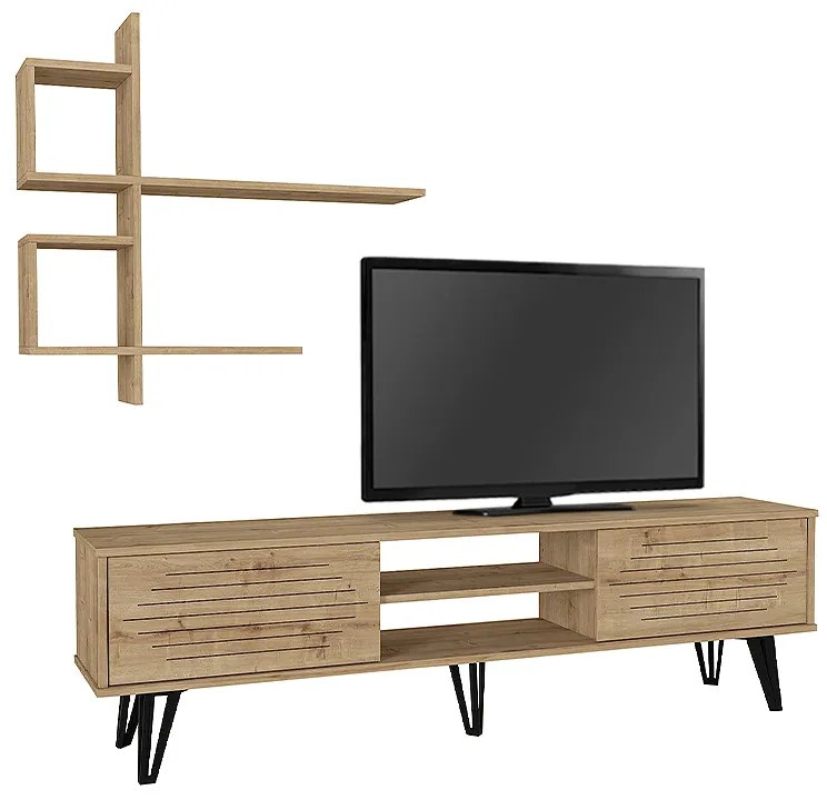 Σύνθεση τηλεόρασης Salerno Megapap χρώμα sapphire oak 180x35x51εκ.