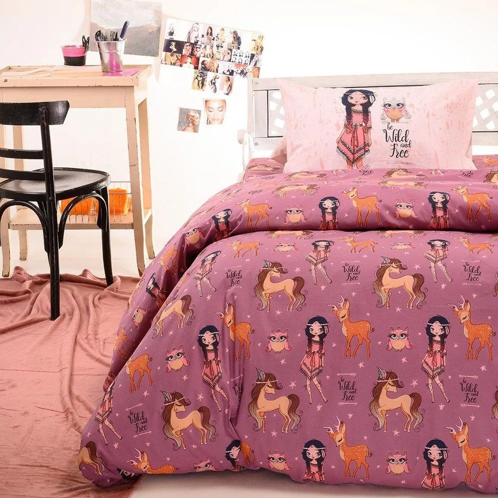 Μαξιλαροθήκες Παιδικές Indian Girl (Σετ 2τμχ) Violet Melinen 50Χ70 100% Cotton