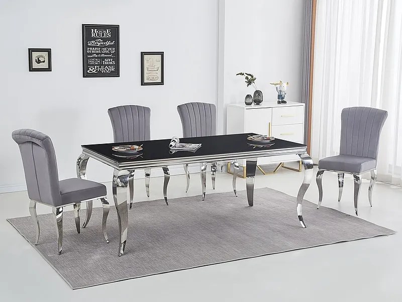 CHAIR PRINCE VELVET CHROME / GRAY TAP. 195 DIOMMI PRINCEVSZCH