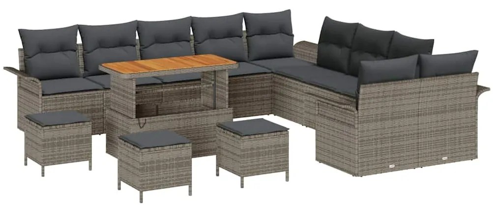 vidaXL Σετ Καναπέ Κήπου 14 pcs Γκρι συνθετικό ρατάν