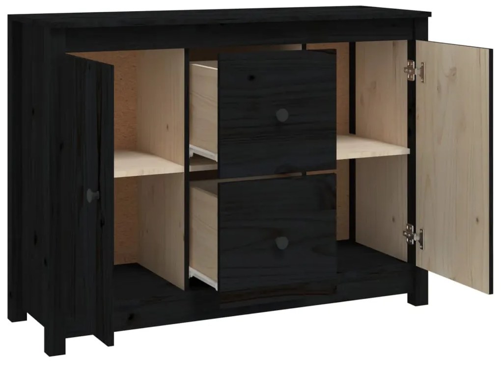vidaXL Ντουλάπι Μαύρο 100 x 35 x 74 εκ. από Μασίφ Ξύλο Πεύκου
