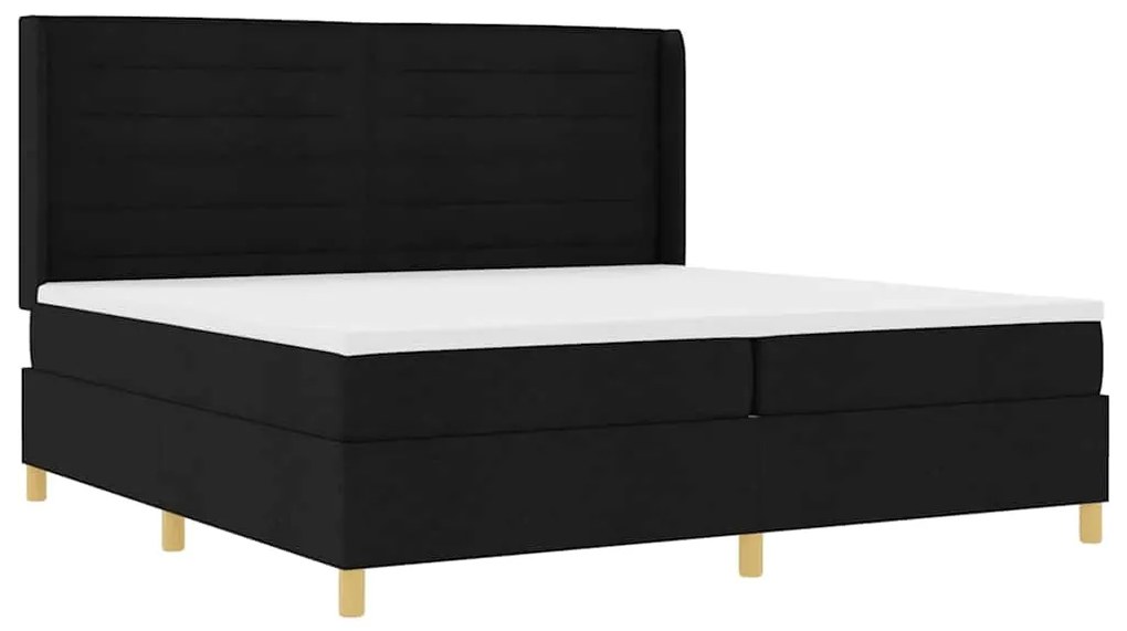 vidaXL Κρεβάτι με ελατήρια με στρώμα Μαύρο 200 x 200 cm ύφασμα