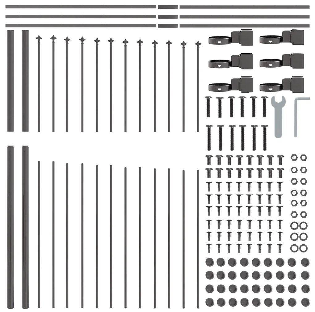 vidaXL Φράχτης κήπου  με καμπύλη κορυφή, Γκρι, 13,6x1,75 μ, Χάλυβας