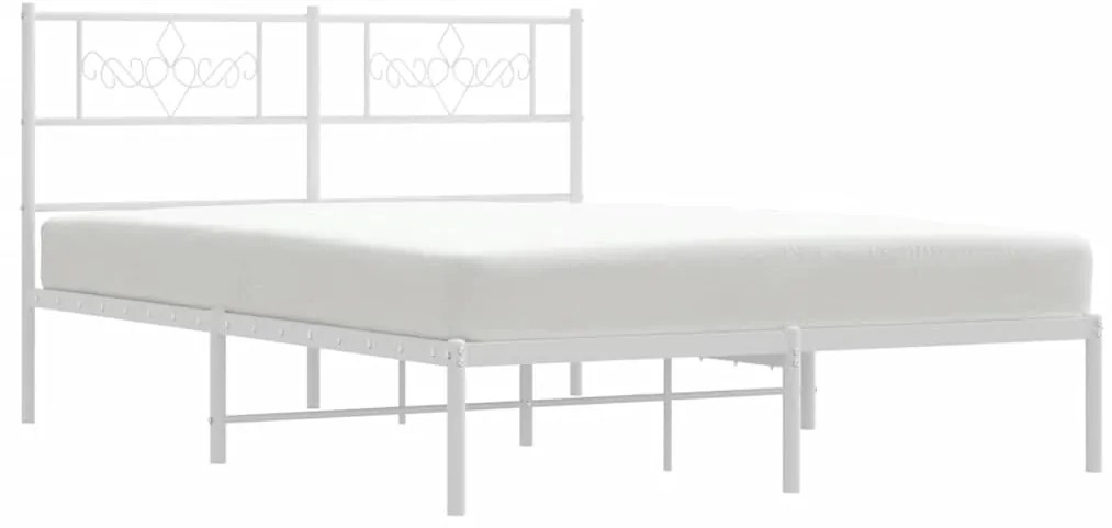 vidaXL Πλαίσιο Κρεβατιού με Κεφαλάρι Λευκό 135 x 190 εκ. Μεταλλικό