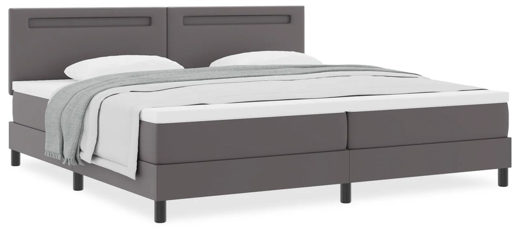 vidaXL Κρεβάτι Box Spring με Στρώμα σε Γκρι, 200x200 εκ, Ψεύτικο Δέρμα.