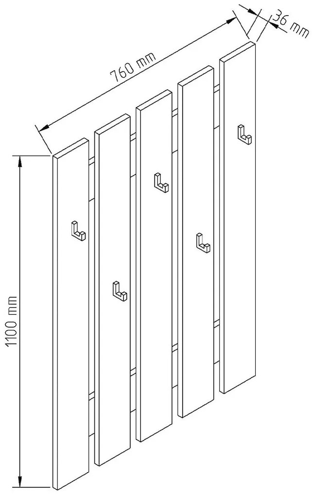 ORLY Κρεμάστρα Τοίχου Ξύλινη 5θέσεων Nimphea Alba/Dark Concrete 76x110