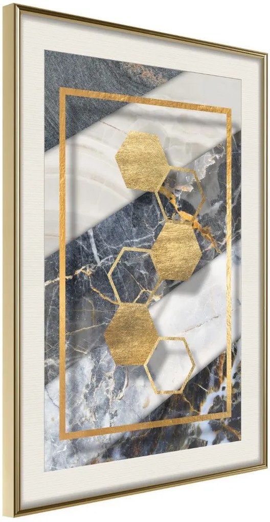 Αφίσα - Marble Composition III - 40x60 - Χρυσό - Με πασπαρτού