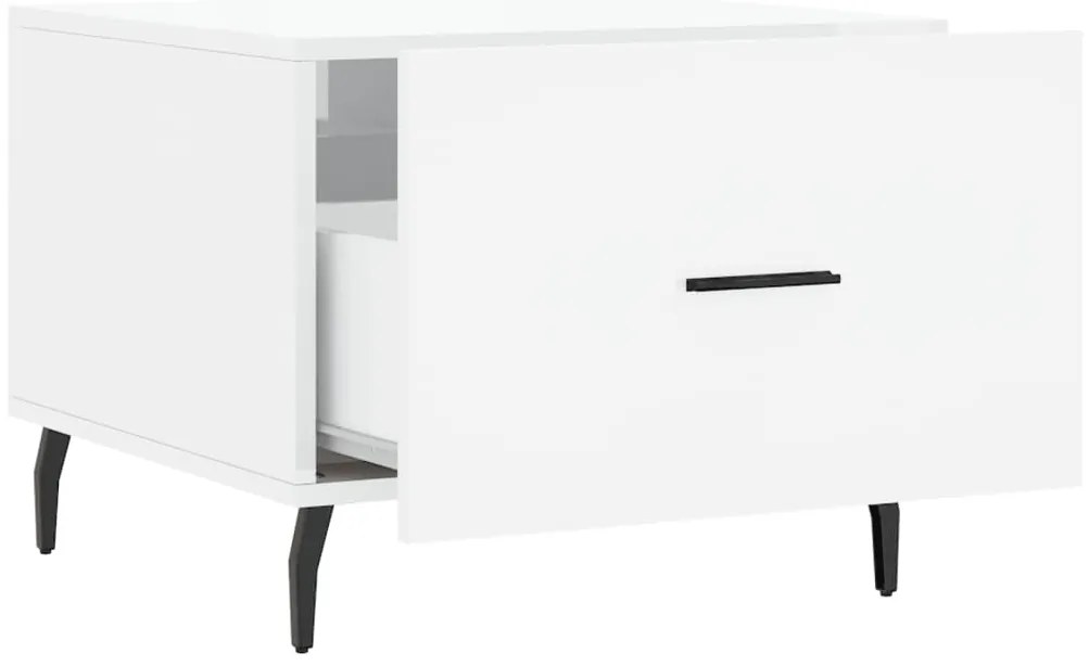 vidaXL Τραπεζάκι Σαλονιού Γυαλ. Λευκό 50 x 50 x 40 εκ. Επεξεργ. Ξύλο