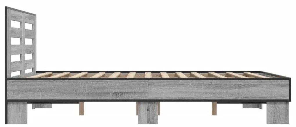 Πλαίσιο Κρεβατιού Γκρι Sonoma 140x190 εκ. Επεξ. Ξύλο &amp; Μέταλλο - Γκρι