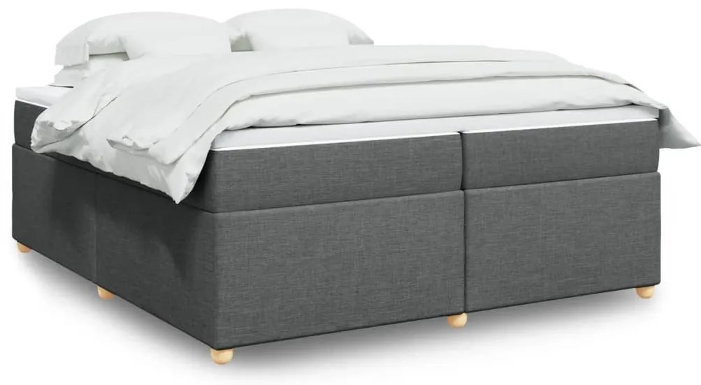 vidaXL Κρεβάτι Boxspring με Στρώμα Σκούρο Γκρι 200x200 εκ. Υφασμάτινο
