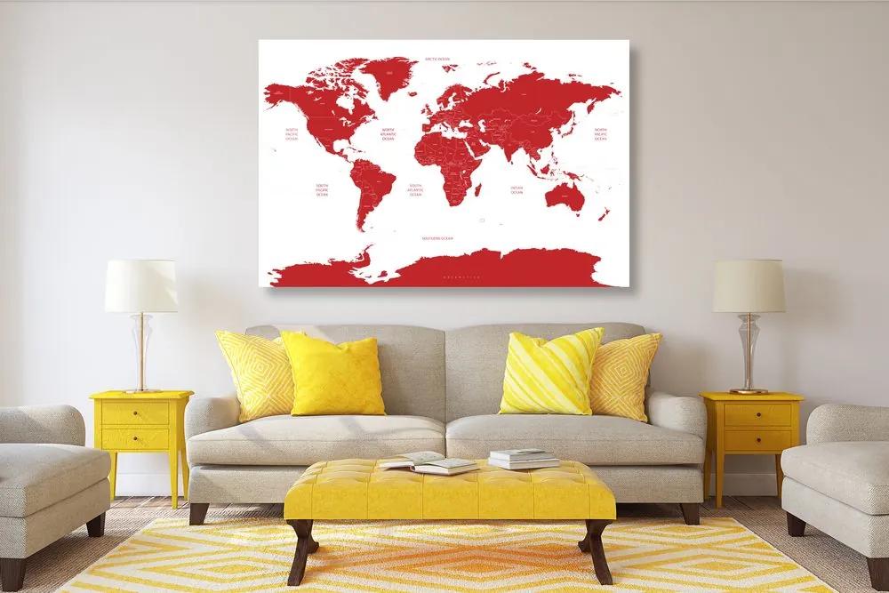 Εικόνα χάρτη του κόσμου με μεμονωμένες πολιτείες με κόκκινο χρώμα - 120x80