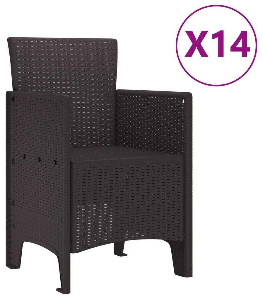 vidaXL Σετ Τραπεζαρίας Κήπου 15 pcs Καφέ Μεγάλο Ρατάν