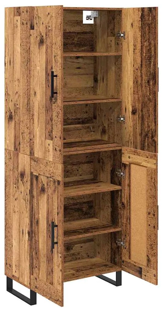 vidaXL Highboard 2 pcs Παλιό Ξύλο Σύνθετο Ξύλο και Γυαλί