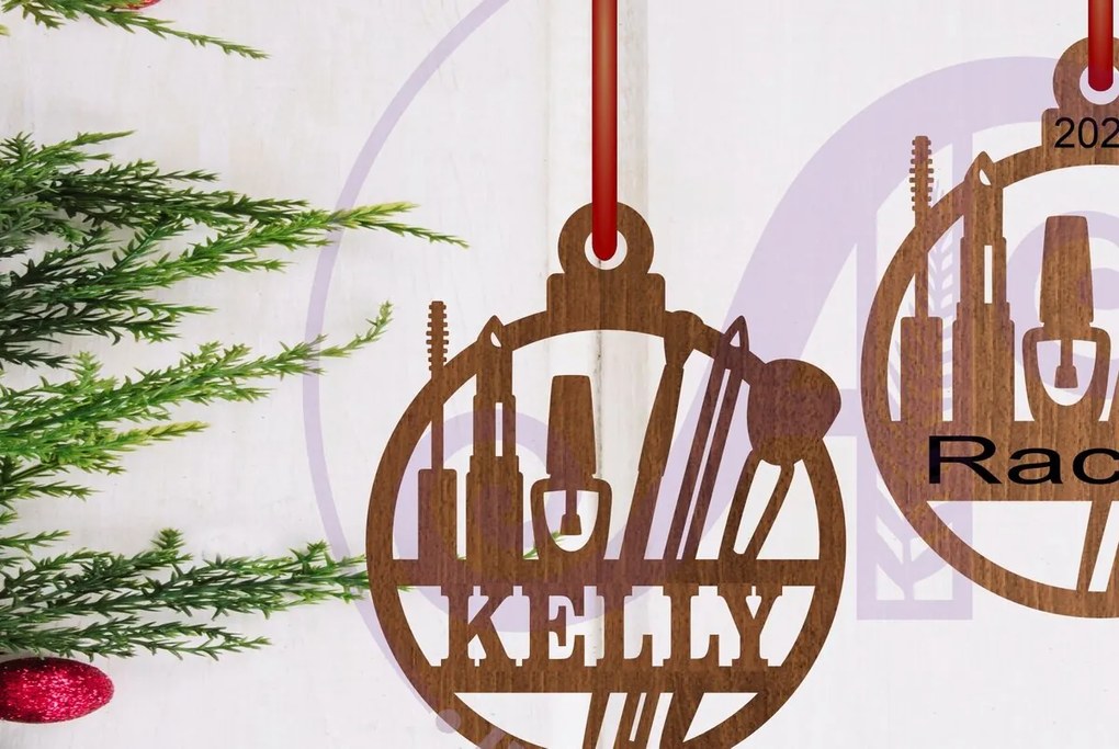 Σετ των 3 Intra απο ξύλο plywood 3mm-4mm πάχος - Καλλυντικά Make Up Χριστουγεννιάτικο Στολίδι  Δίασταση 6x6 cm INTRAFABR-107783443