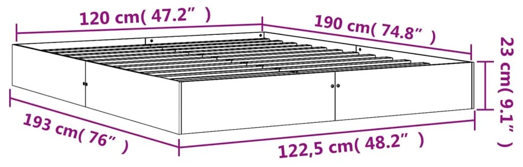 Σκελετός Κρεβ. Χωρίς Στρώμα Καφέ Κεριού 120x190 εκ Μασίφ Πεύκο 844824