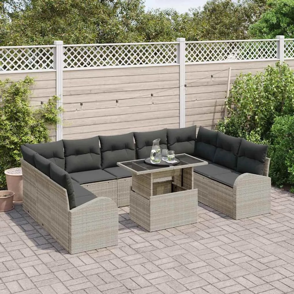 vidaXL Σετ Καναπέ Κήπου 10 pcs Ανοιχτό γκρι 100 x 55 x 73 εκ