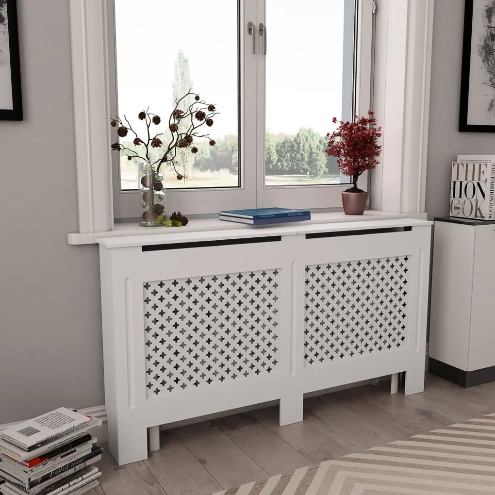 vidaXL Κάλυμμα Καλοριφέρ Λευκό 152 x 19 x 81,5 εκ. από MDF