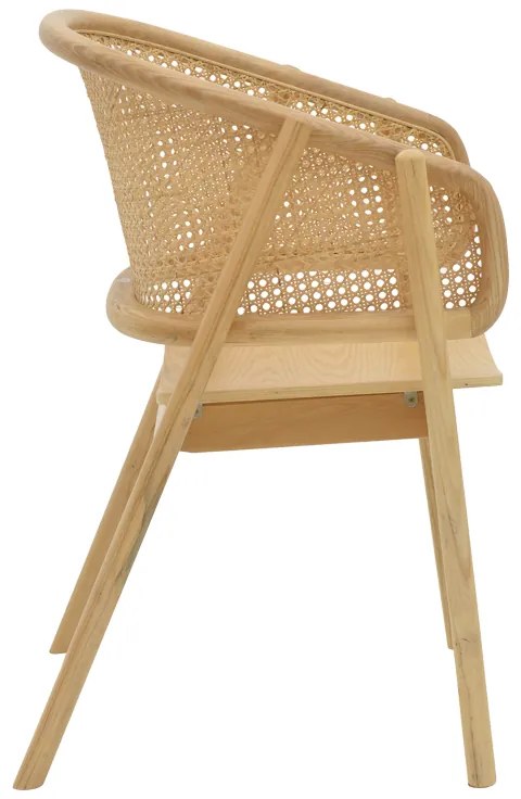 Πολυθρόνα Wenzy pakoworld φυσικό Rattan - μασίφ ξύλο toon 58x58x82εκ