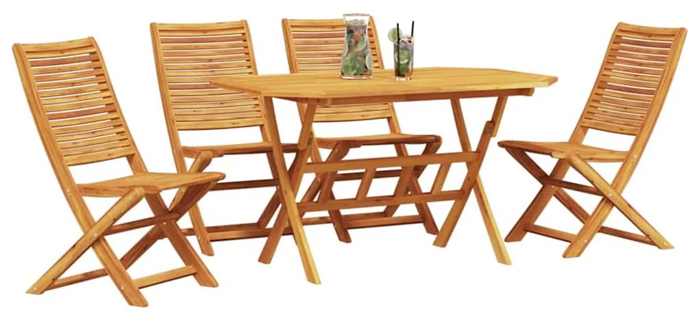 vidaXL Σέτ φαγητού για κήπο 5 pcs Καφέ Μασίφ ξύλο ακακίας