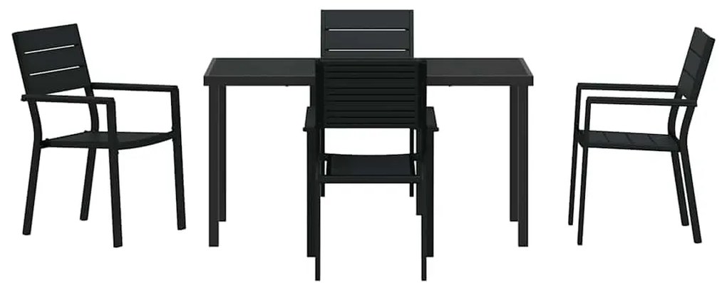 vidaXL Σέτ φαγητού για κήπο 5 pcs Μαύρο Χάλυβας με επίστρωση πούδρας