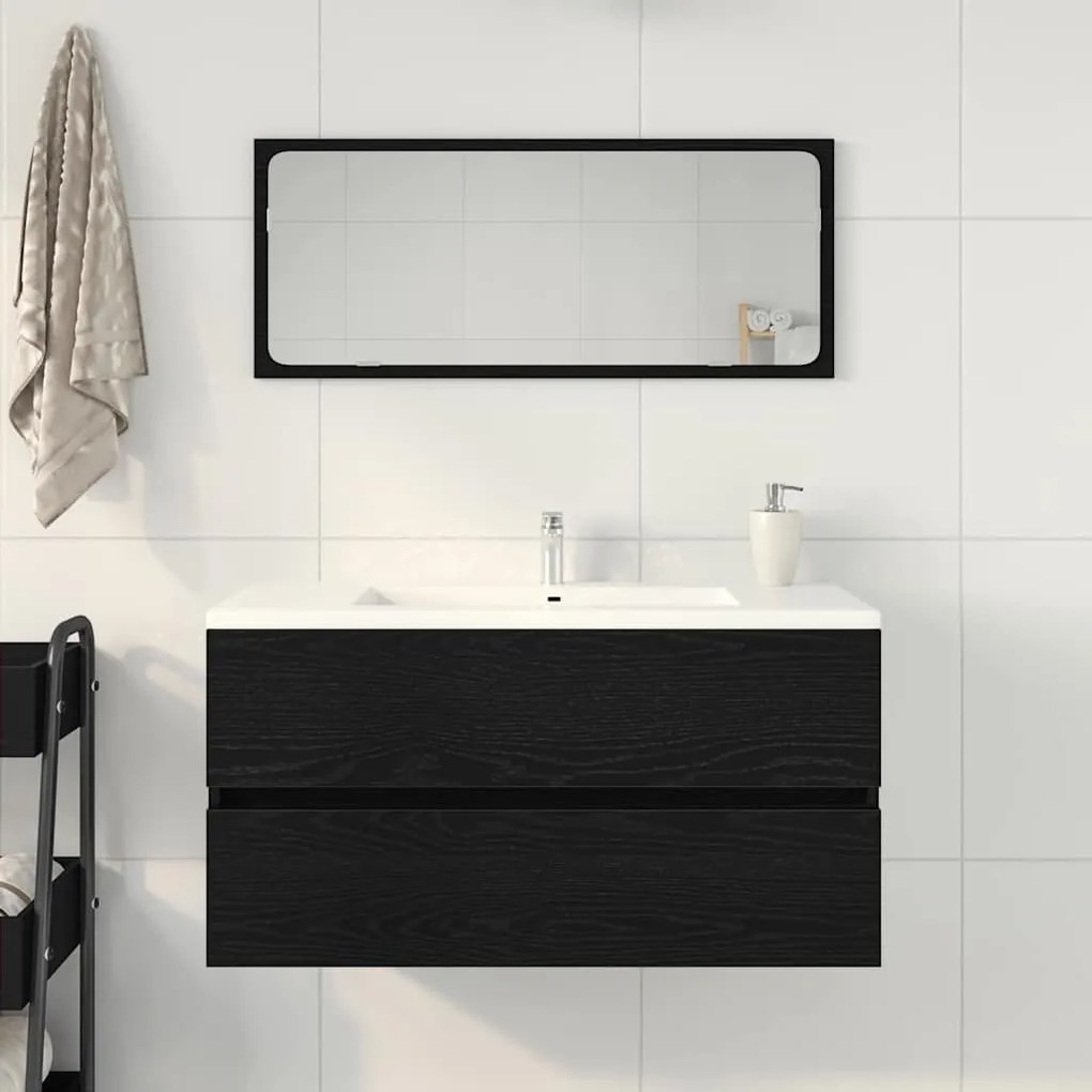 vidaXL Ντουλάπι Νεροχύτη με συρτάρι Μαύρη Οξυά 90 x 38.5 x 45 cm