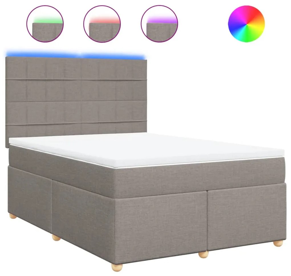 vidaXL Κρεβάτι Boxspring με Στρώμα Taupe 140x190 εκ. Υφασμάτινο