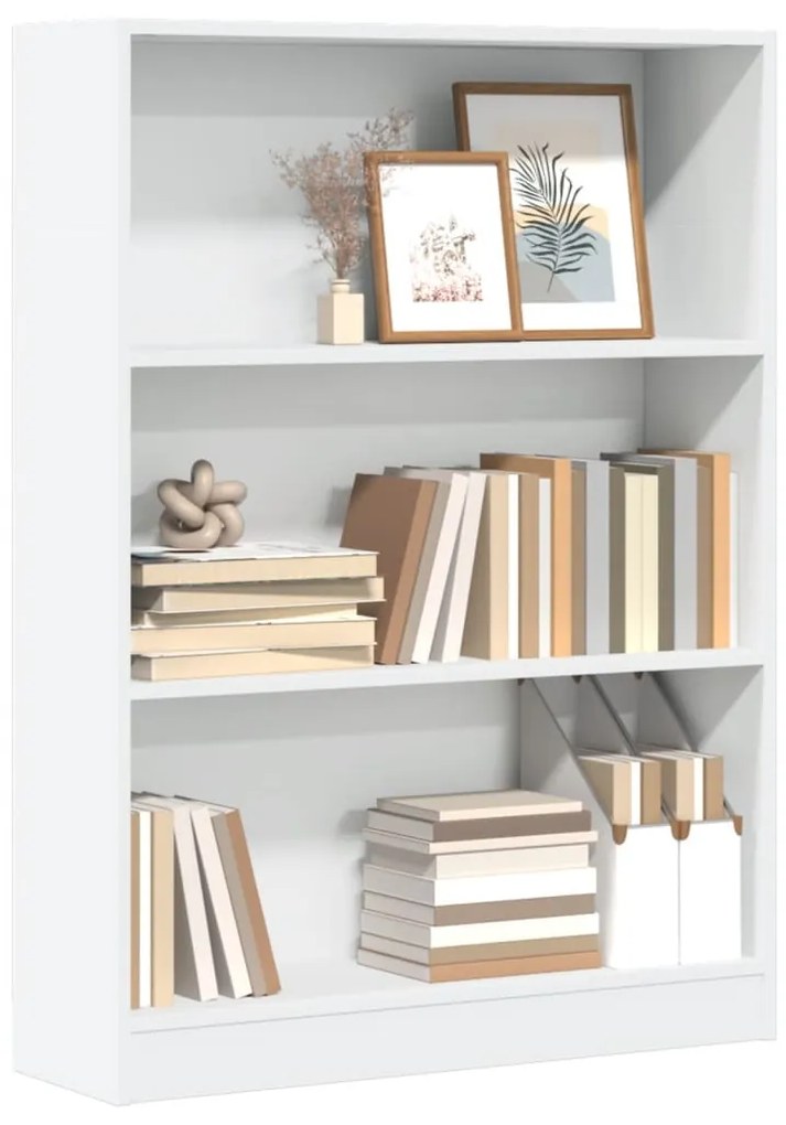 Βιβλιοθήκη Λευκή 80x24x109 εκ. από Επεξεργασμένο Ξύλο