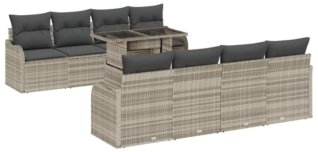 vidaXL Σετ Καναπέ Κήπου με μαξιλάρι 7 pcs Ανοιχτό γκρι Πολυ ράταν