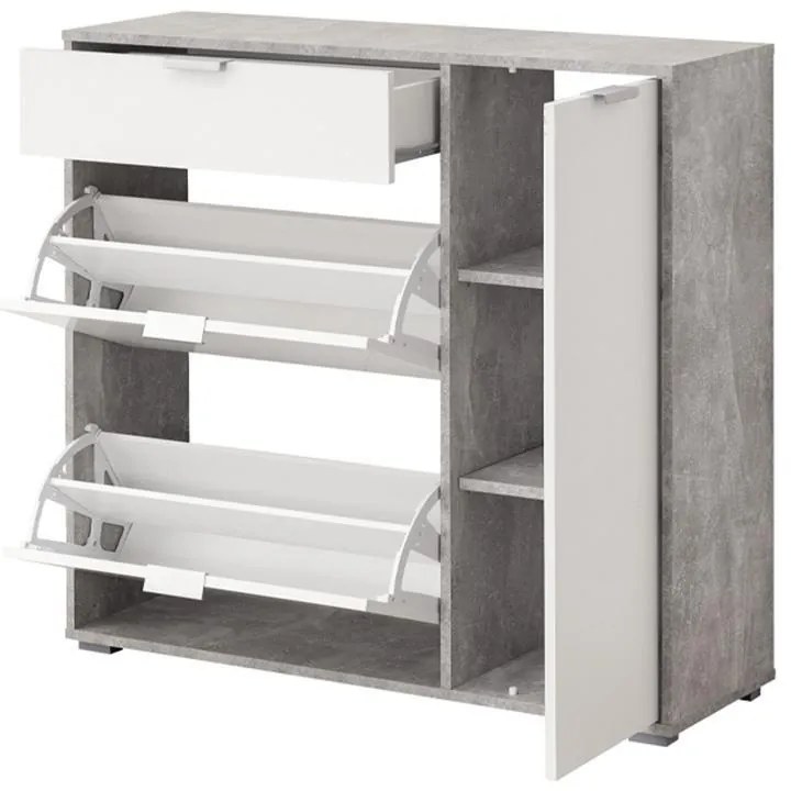 Παπουτσοθήκη Arco 2 Γκρί Concrete - Λευκό 102x33x94,5 εκ. 102x33x94.5 εκ.