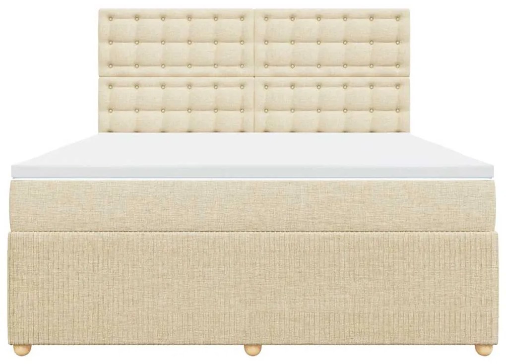 vidaXL Κρεβάτι Boxspring με Στρώμα Κρεμ 180x200 εκ. Υφασμάτινο