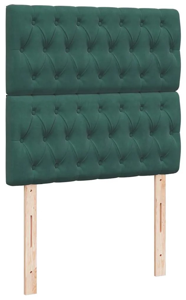 vidaXL Κρεβάτι Boxspring με Στρώμα Σκούρο Πράσινο 90x200 εκ. Βελούδινο