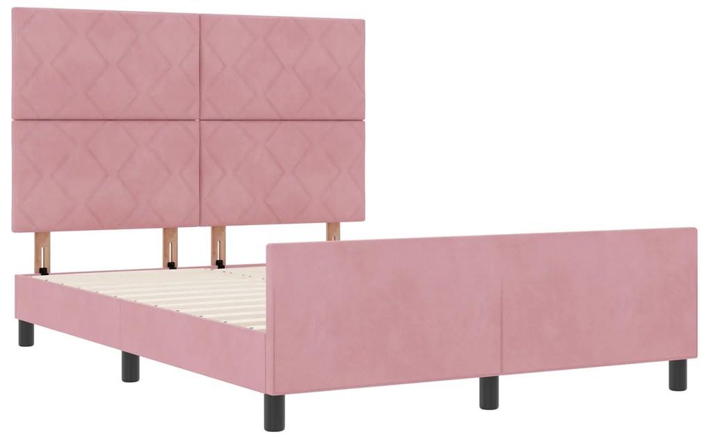 vidaXL Σκελετός Κρεβατιού με κεφαλάρι Ροζ 160 x 200 cm Βελούδο