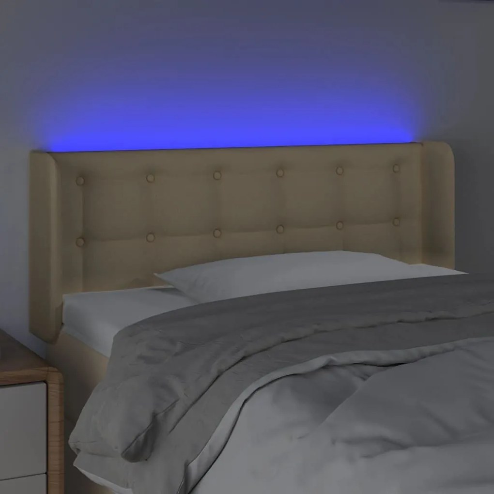 Κεφαλάρι Κρεβατιού LED Κρεμ 93x16x78/88 εκ. Υφασμάτινο - Κρεμ