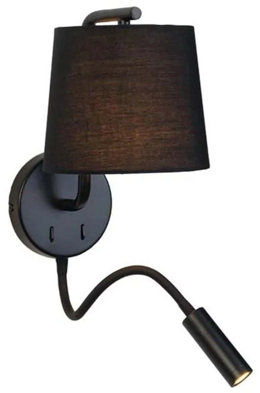 Φωτιστικό Τοίχου - Απλίκα Με Σποτ Led H57 Black Metal, Fabric