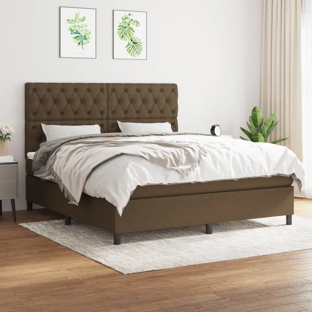 ΚΡΕΒΑΤΙ BOXSPRING ΜΕ ΣΤΡΩΜΑ ΣΚΟΥΡΟ ΚΑΦΕ 160X200 ΕΚ ΥΦΑΣΜΑΤΙΝΟ 3142028