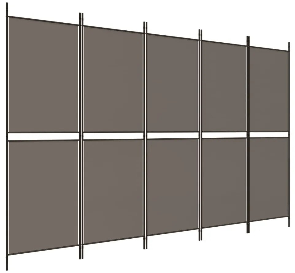 vidaXL Διαχωριστικό Δωματίου με 5 Πάνελ Ανθρακί 250x200 εκ. από Ύφασμα