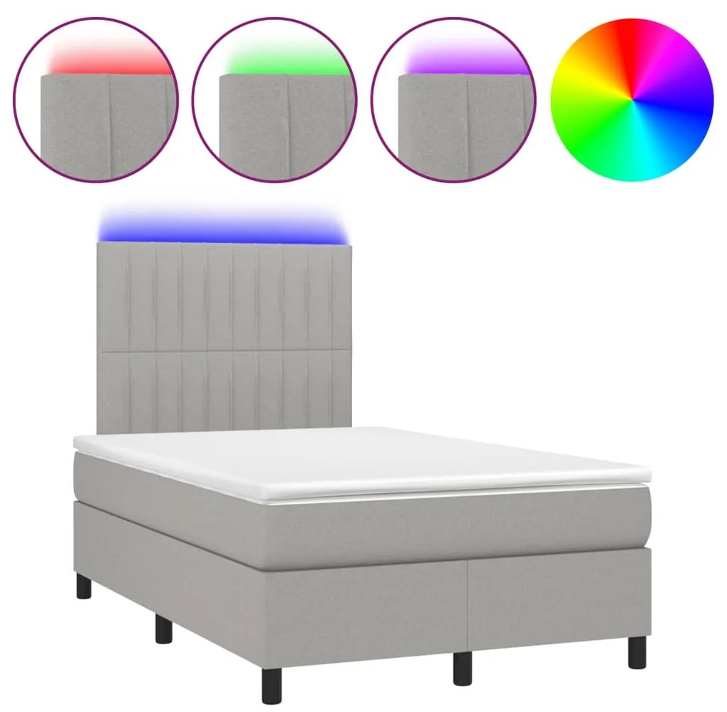 ΚΡΕΒΑΤΙ BOXSPRING ΜΕ ΣΤΡΩΜΑ &amp; LED ΑΝ.ΓΚΡΙ 120X190ΕΚ. ΥΦΑΣΜΑΤΙΝΟ 3270211