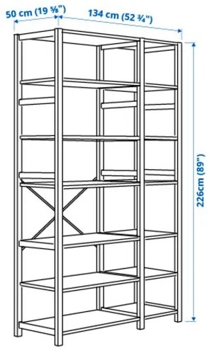 IVAR 2 τμήματα/ράφια, 134x50x226 cm 294.070.56