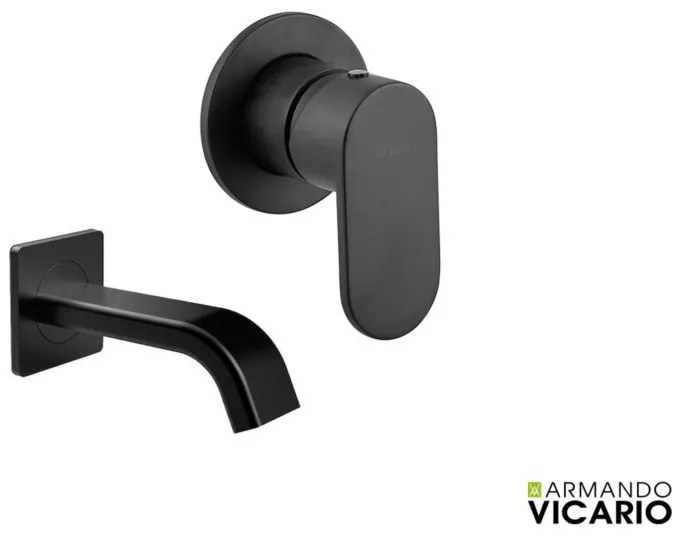 Armando Vicario SLIM Black Matt Στόμιο 14,2cm Φ31mm +Μίκτης εντοιχισμού 1 εξόδου 500050-400