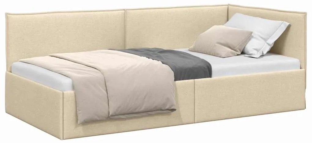 vidaXL Κρεβάτι Γωνίας με κεφαλάρι Κρεμ 90 x 190 cm ύφασμα