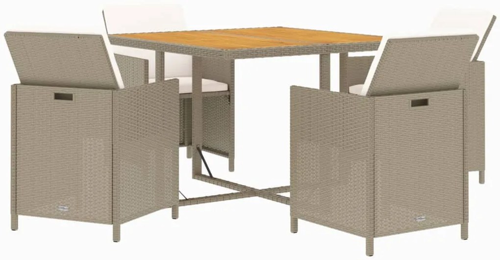 vidaXL Σετ Τραπεζαρίας Κήπου 5 τεμ. Μπεζ Συνθετικό Ρατάν με Μαξιλάρι