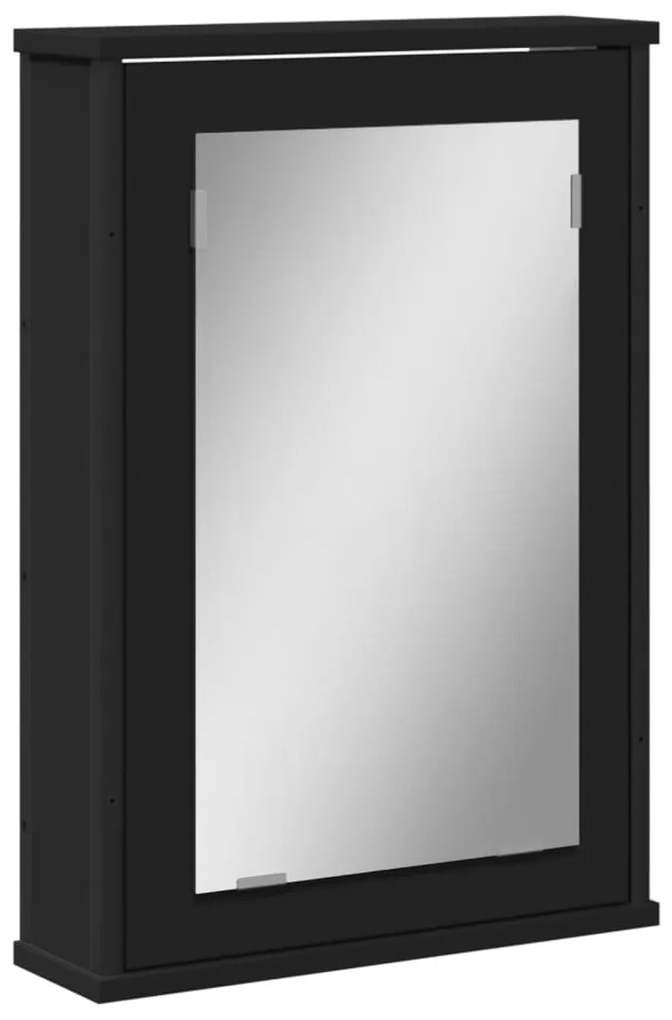 vidaXL Καθρέφτης Μπάνιου με Ντουλάπι Μαύρος 42x12x60 εκ. Επεξ. Ξύλο