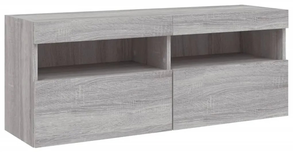 vidaXL Έπιπλο Τοίχου Τηλεόρασης με LED Γκρι Sonoma 100x30x40 εκ.