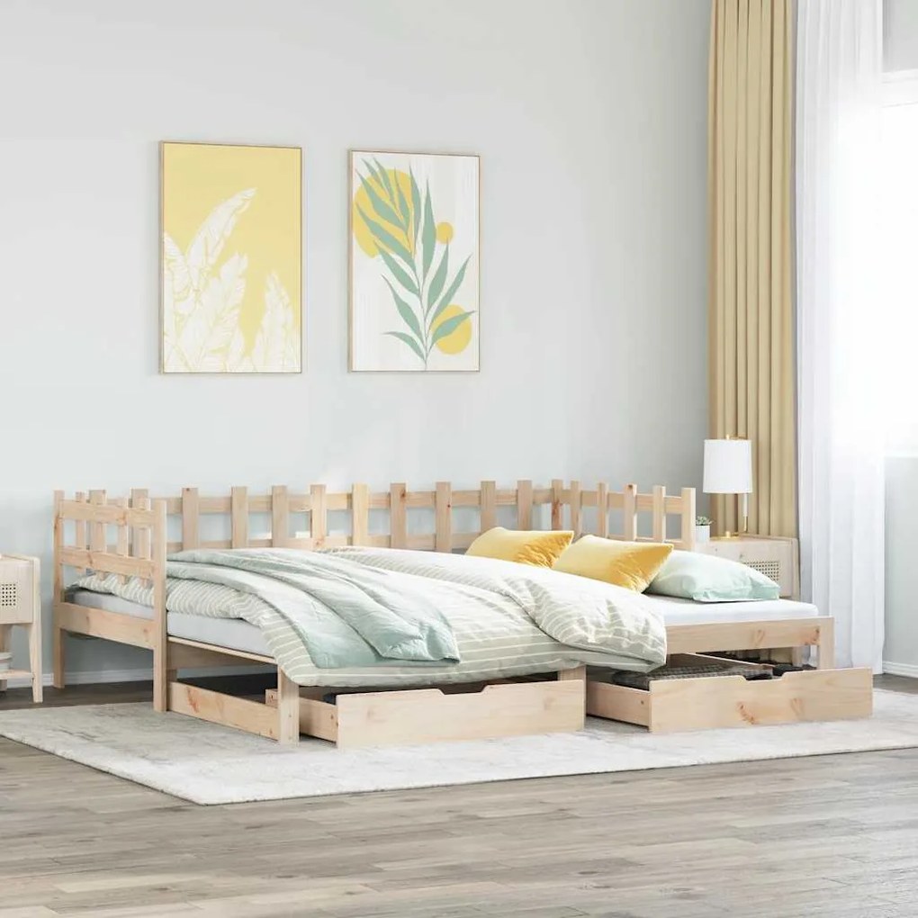 vidaXL Καναπές Κρεβάτι Συρόμενος Χωρίς Στρώμα 90x190 εκ. &amp; Συρτάρια
