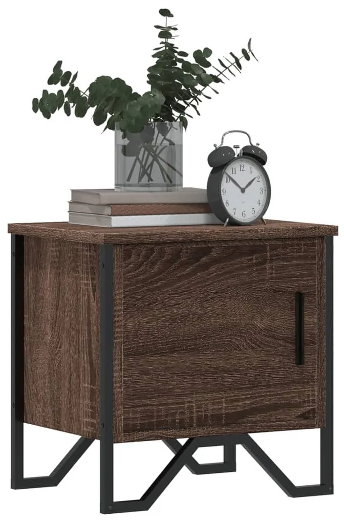vidaXL Κομοδίνα 2 τεμ. Καφέ Δρυς 40x30x40 εκ. από Επεξεργ. Ξύλο