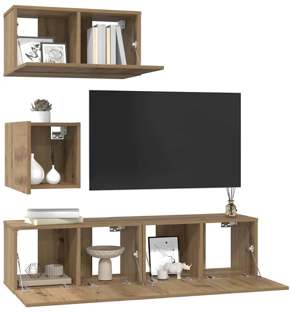 vidaXL Σετ επίπλου τηλεόρασης 4 pcs artisan δρυς 60 x 30 x 30 cm