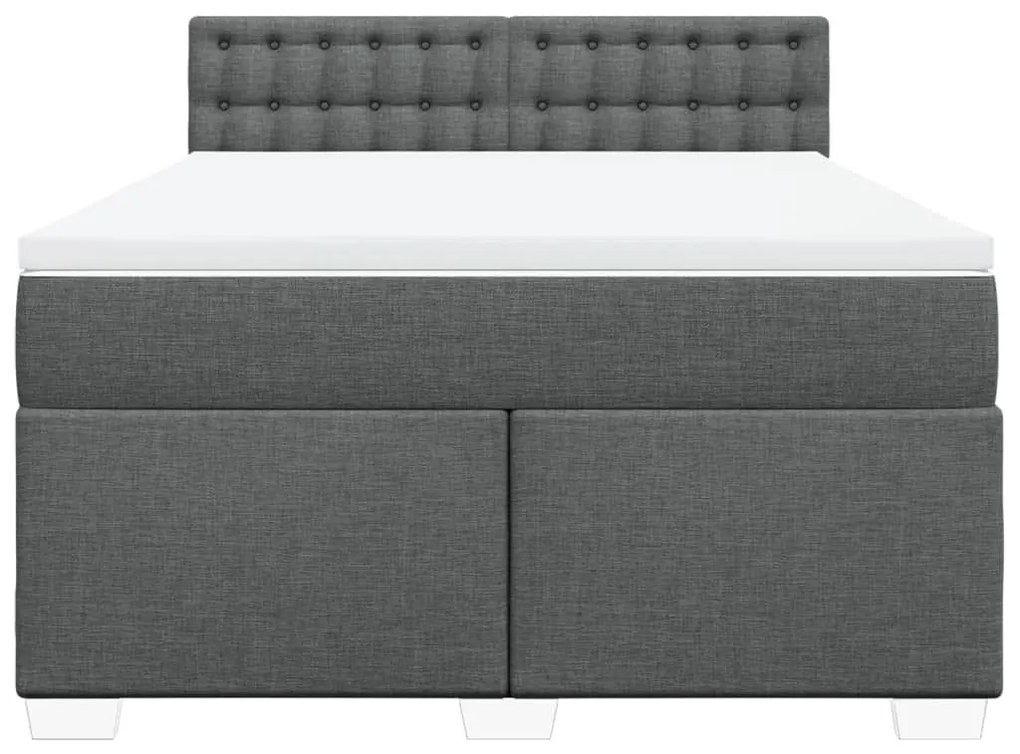 Κρεβάτι Boxspring με Στρώμα Σκούρο Γκρι 140x200 εκ Υφασμάτινο - Γκρι