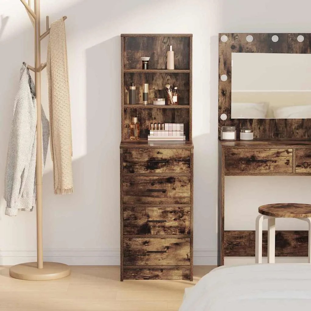 vidaXL Highboard Καπνιστή δρυς 40 x 41 x 135 εκ. Επεξεργασμένο ξύλο