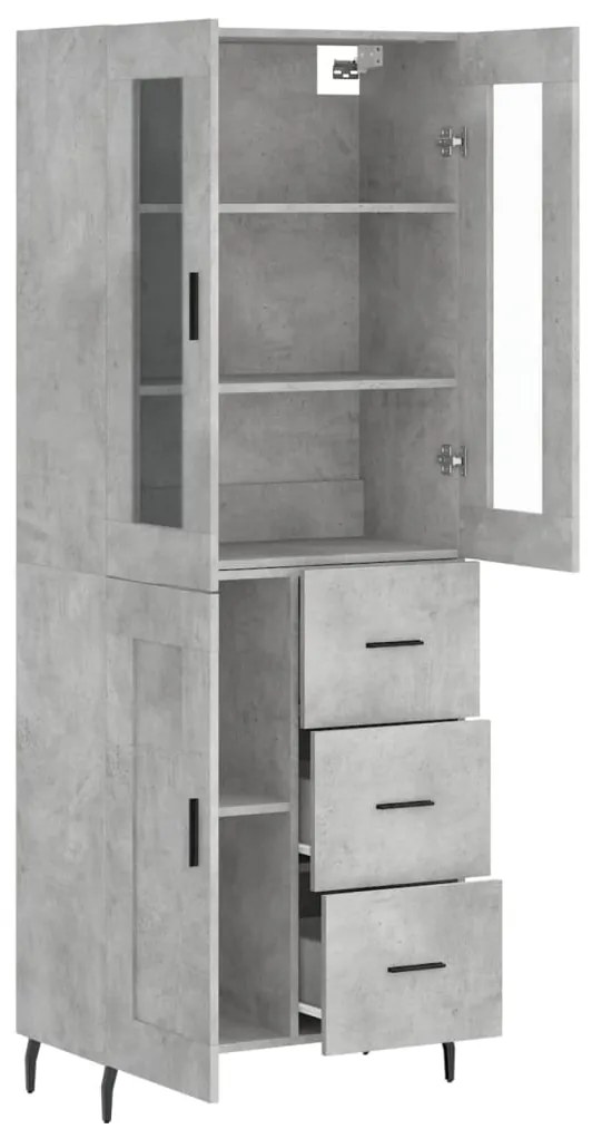 vidaXL Ντουλάπι Γκρι Σκυροδέματος 69,5x34x180 εκ. Επεξεργασμένο Ξύλο